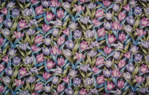Blank Textiles/Quilting Madison #BTR3914 QUILT Fabric -Tulips on Black