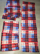 LOT OF 3 FLEECE PLAID WINTER SCARVES NEW RED TAN BLUE 64 8 INCH soft and warm 