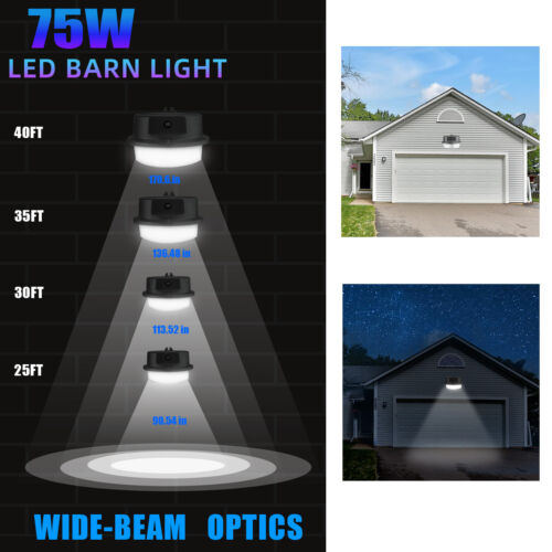 75W LED Barn Yard Street Outdoor Security Light Dusk to Dawn Flood Lights Yard - Picture 7 of 19