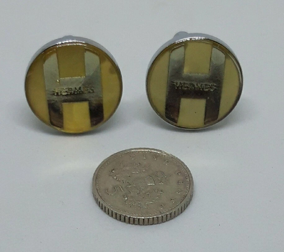 Rare vintage Hermes Metal and glass Cufflinks - Image 2 of 4