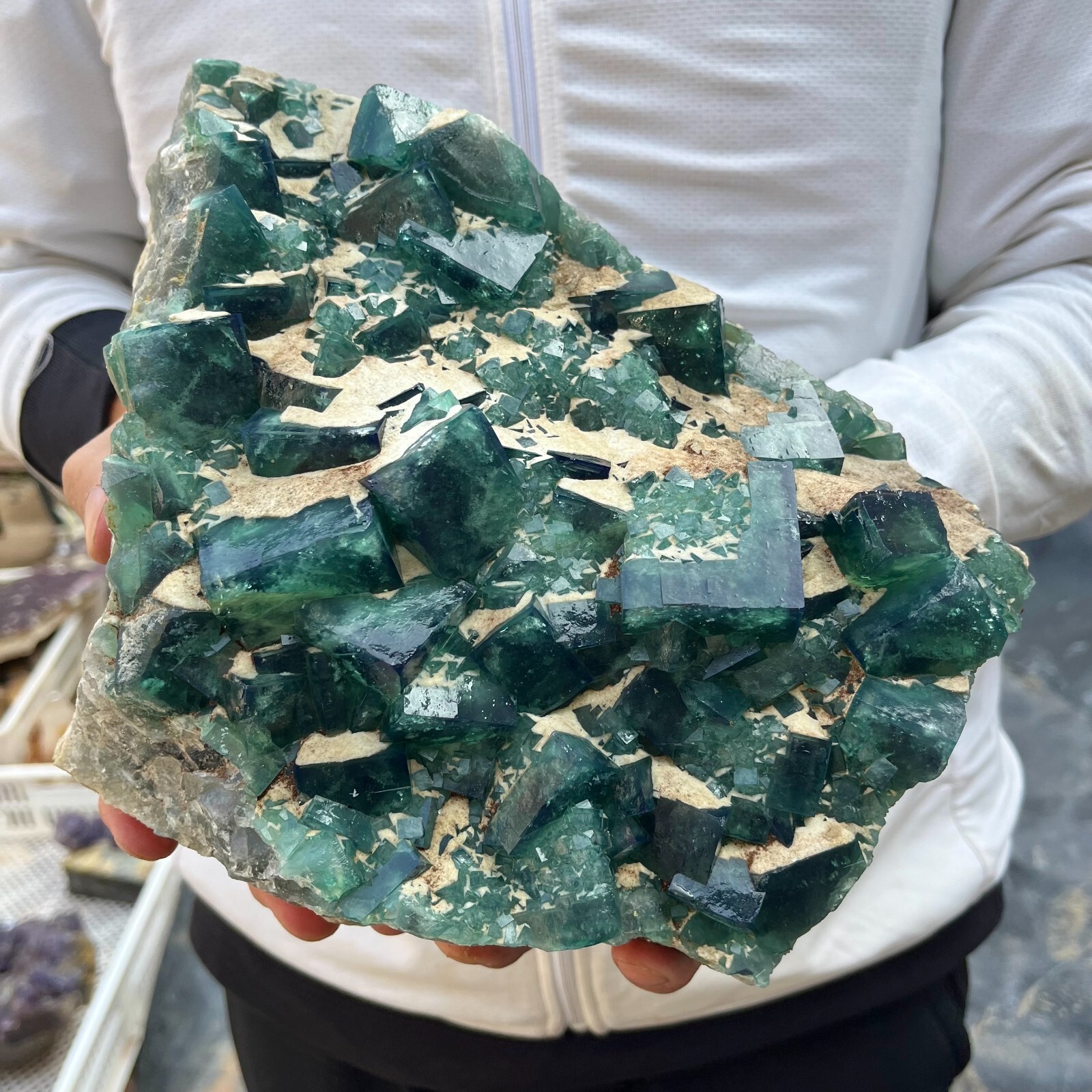 11.2lb NATURAL Green FLUORITE Crystal Quartz Cluster Specimen healing