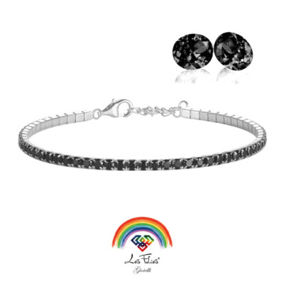 Tennis Armband schwarz 925 Silber rhodiniert - Rainbow Collection Les Folies