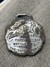 pre-prohibition CLARKE'S PURE RYE Whiskey BOTTLED BY GOVERNMENT Peoria watch fob