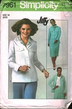 7961 Vintage Simplicity Sewing Pattern Misses Jiffy Shirt Jacket Skirt Easy OOP 