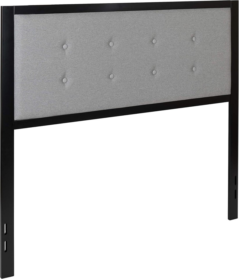 Camden Headboard Full Size Contemporary Light Gray Tufted Fabric