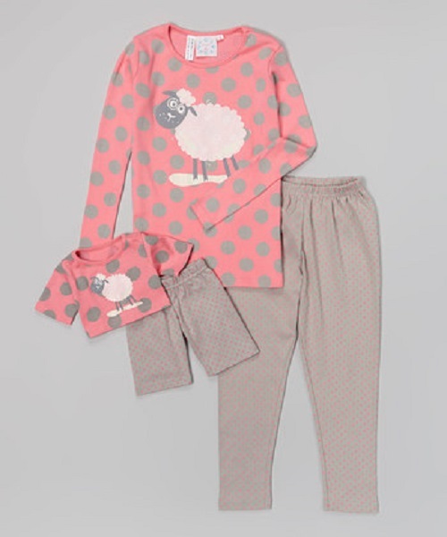 HUGGY & ME Pink Lamb Pajama Set & Plush Bear Outfit Girls SIZE 4 eBay