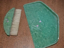 VTG Silent Butler Brush & Tray Green Bakelite