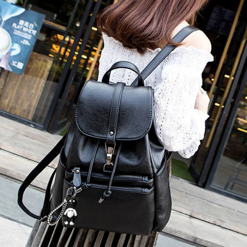 Women PU Leather Backpack Travel Backbag Shoulder Bag Girls Rucksack  Handbags