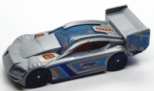 2013 HOT WHEELS TIME TRACKER #914 SILVER 1:64 DIECAST 3" RACE CAR BLUE & ORANGE