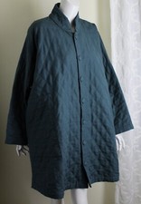 Nwt Eskandar Unique Sz 1 Green Heavy Silk Quilted 36"l Imperial Coat Jacket