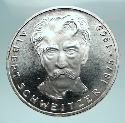1975 GERMANY Silver 5 Mark Coin GERMAN Nobel Prize Hero Albert