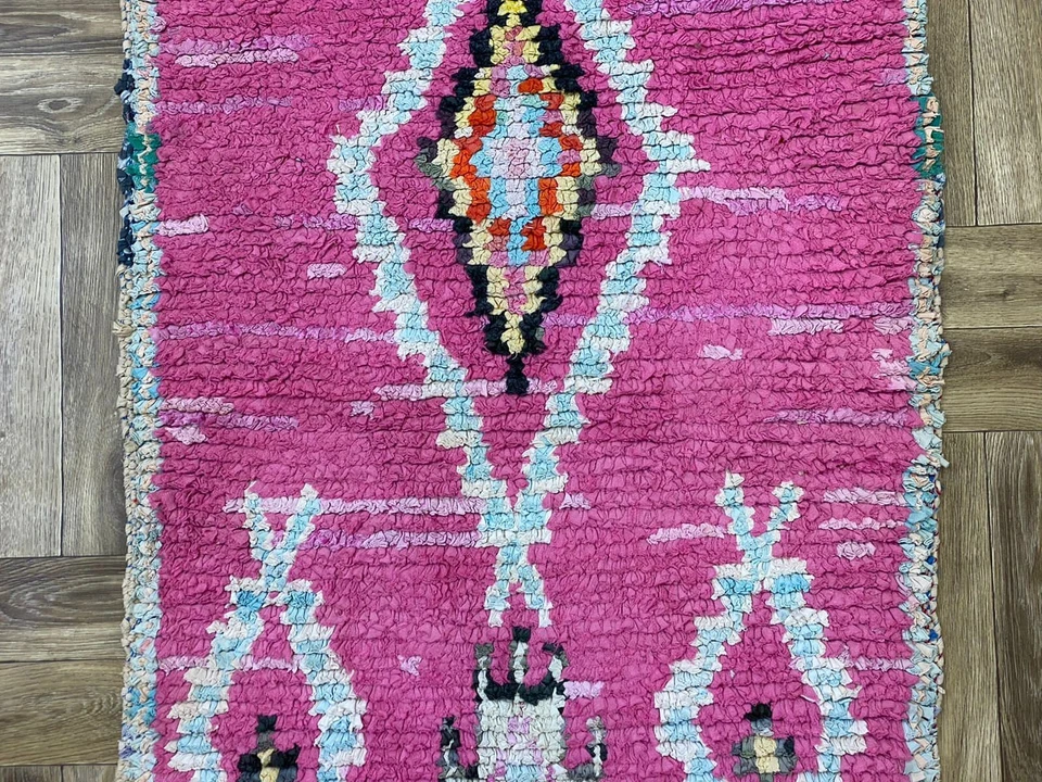 Beber Runner Rug, Living Room Rug,Handmade Hallway,Modern Pink Area,2x4 ft - Image 3 of 4