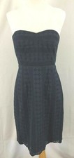 J Crew Women Dress Knee Length Strapless Navy Islet Lace Lined Cotton 4