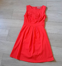 Ashley Brooke Red Stretch Shift Dress Seamed Detail Cotton Smart Office UK6/8