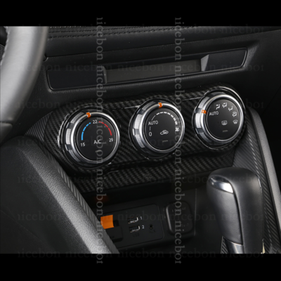 Carbon Fiber Look AC Panel Control Trim Covers For Mazda CX-3 2016-2018 (2-Piece Set)