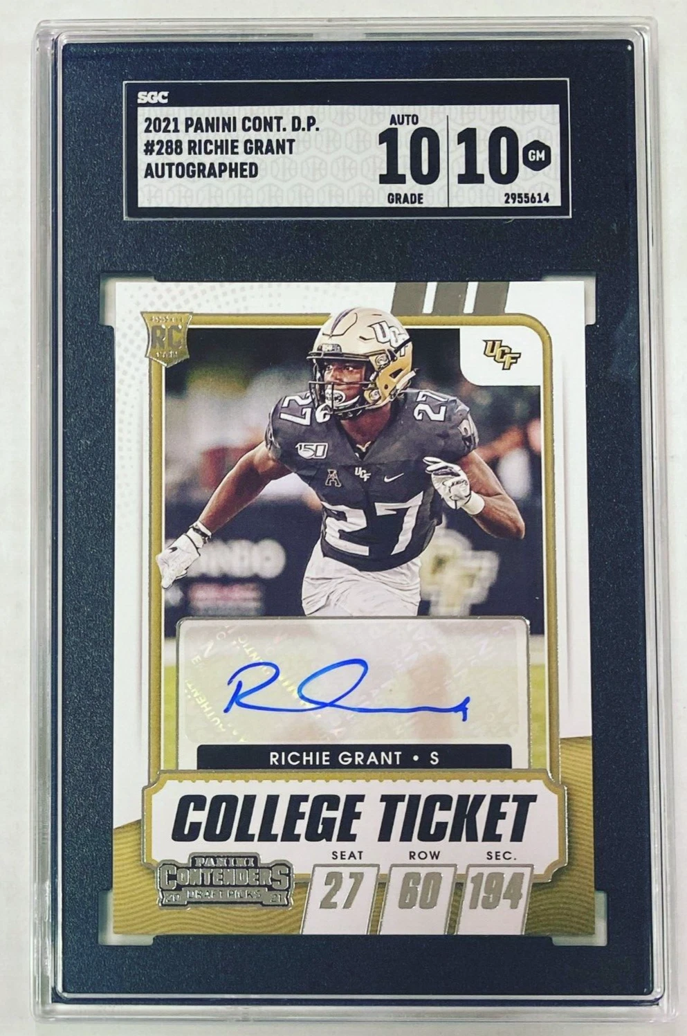 Richie Grant Panini Contenders Draft Picks #288 Autograph Purple