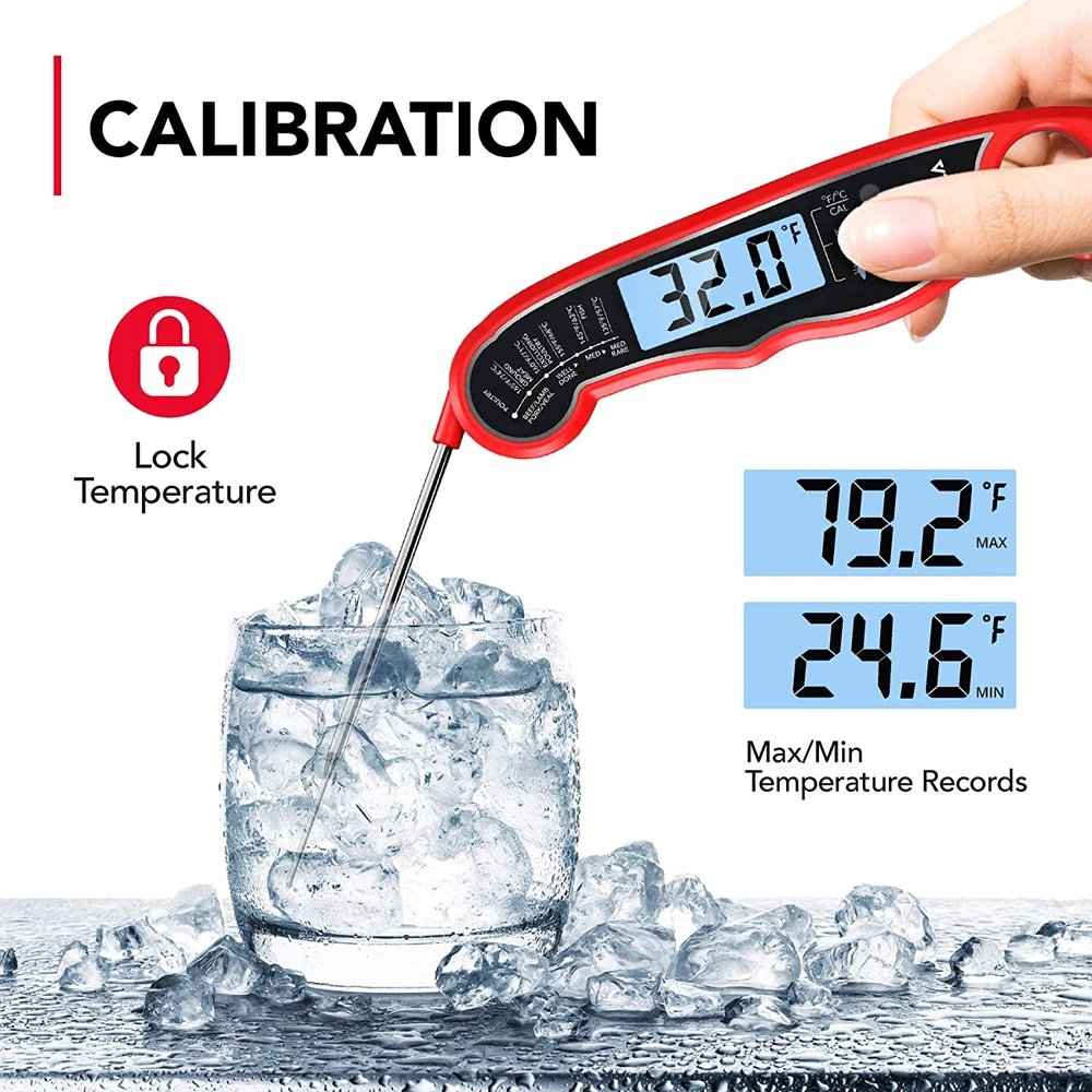 Meat Thermometer Instant Read Food Thermometer with LCD Backlight Calibration Wa Meat Thermometer Instant Read Food Thermometer with LCD Backlight Calibration Wa