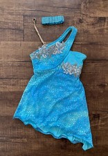 custom lyrical/contemporary dance costume CHILD XL blue lace dress