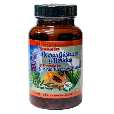Gastric Ulcers and Wound Healing  60 Capsules 500mg/Úlceras Gástricas y Heridas