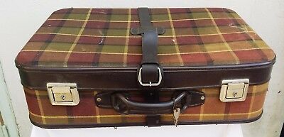 valigia anni'60 ricoperta tessuto scozzese grigio verde cm 56 x 40 x 15 |  eBay