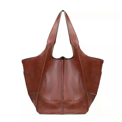 Women Large Capacity Soft Leather Casual Tote Shoulder Bag Retro Shopper Handbag - Picture 26 of 35