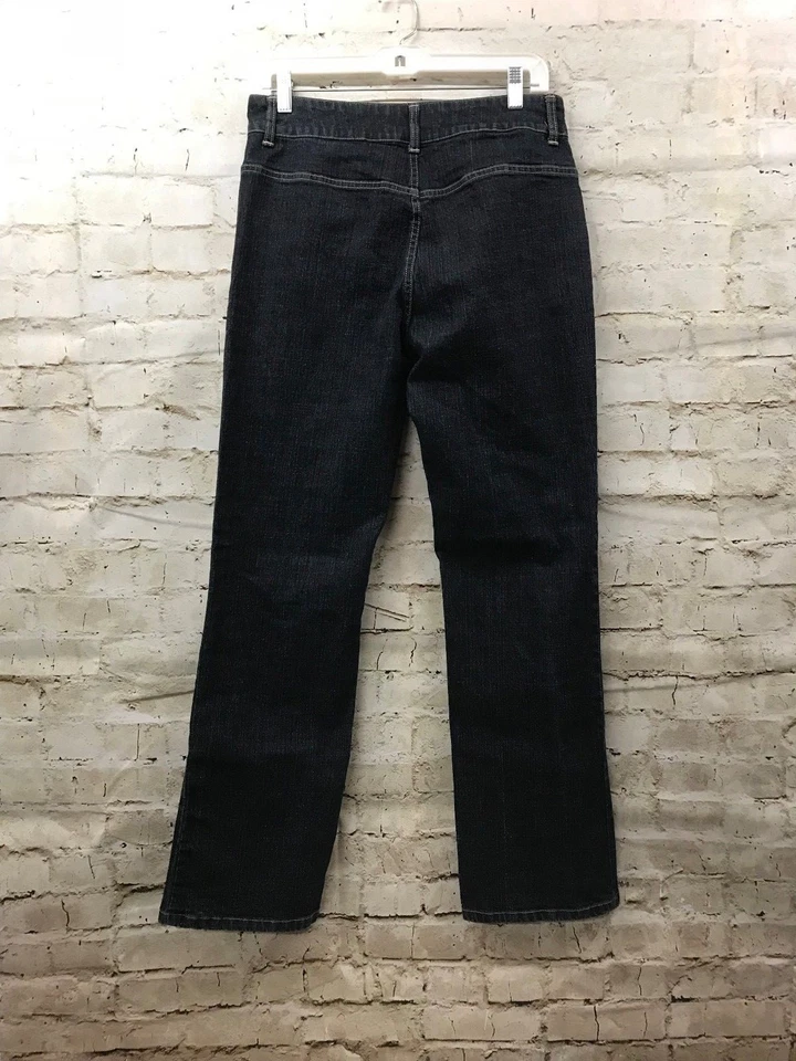 Halston Women's Size 8 Stretch Jeans Wide Leg Dark Wash GUC - Image 3 of 4