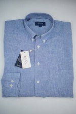 Men Eton Shirt Houndstooth Oxford Button-Down Contemporary Size 40 15 3/4 M