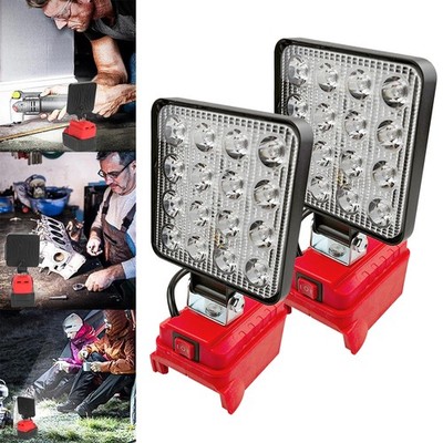 2 Pack LED Work Light for Milwaukee 18V M-18 Battery with Dual USB Output