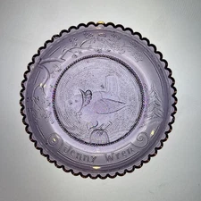 Pairpoint Glass Cup Plate Jenny Wren Purple