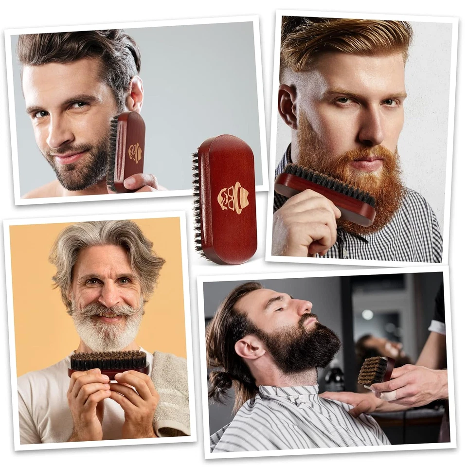 Beard Brush, 100% Boar Bristle Natural Black Walnut Wood Beard Comb Hair Mustach - Image 4 of 4