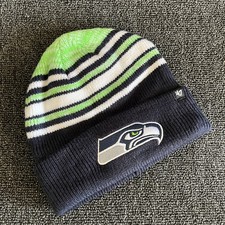 '47 Brand Seattle Seahawks Beanie Knit Hat Navy Green Youth New