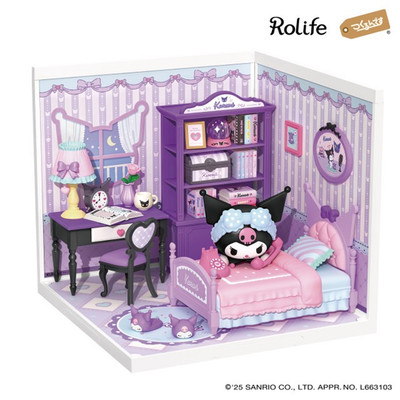 Sanrio Kuromi Bedroom DIY Miniature Dollhouse Rolife Kit Japan