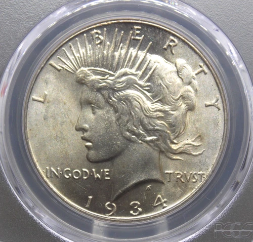 1934 "P" Peace SILVER Dollar $1 PCGS MS63 #353 Uncirculated Unc ECC&C, Inc.