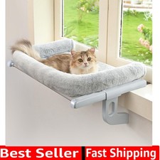 Cat Window Sill Perch with Large Bolster, Easy to Adjust  Assemble Cat Windo...
