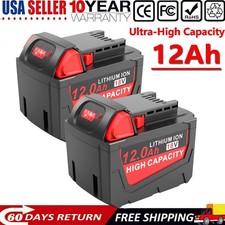 2  12.0Ah Battery For Milwaukee For M18 18V Lithium Extended Capacity 48-11-1860