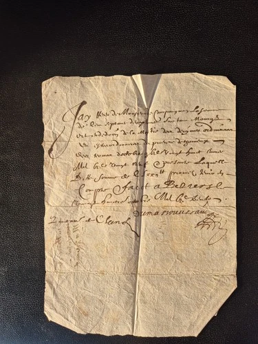 MANUSCRIT 1630 Quittance Signée - Famille De Champagny / Forez - XVIIe