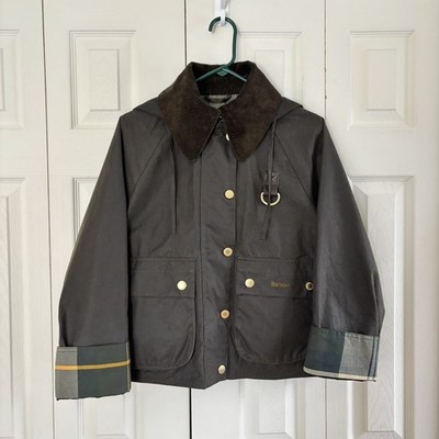 NEW Barbour Women's Reighton Spey Cropped Waxed Jacket in Fern Green Size US 2