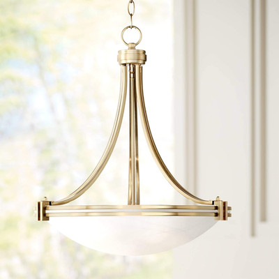 Possini Euro Design Deco Warm Brass Gold Bowl Pendant Chandelier Light Fixture 2