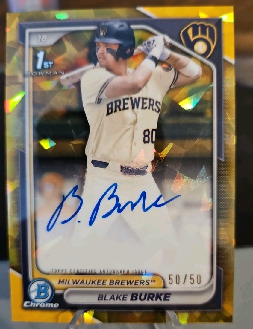 2024 Bowman 1st Blake Burke Gold Sapphire Auto/50! Bookend 50/50!