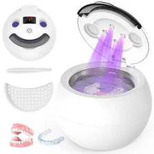 Ultrasonic Dental Retainer Cleaner 48kHz Professional Cleaner Jewelry Denture US