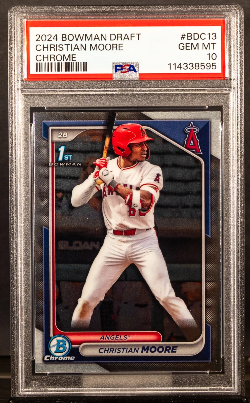 Deal for 114338595 - Christian Moore 2024 Bowman Draft #BDC-13 Chrome 1st Prospect PSA 10