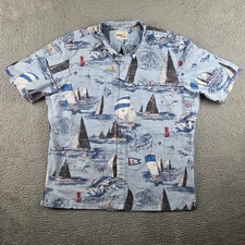 Reyn Spooner Limited Issue Transpac 2025 Boats Hawaiian Shirt Mens XL Blue