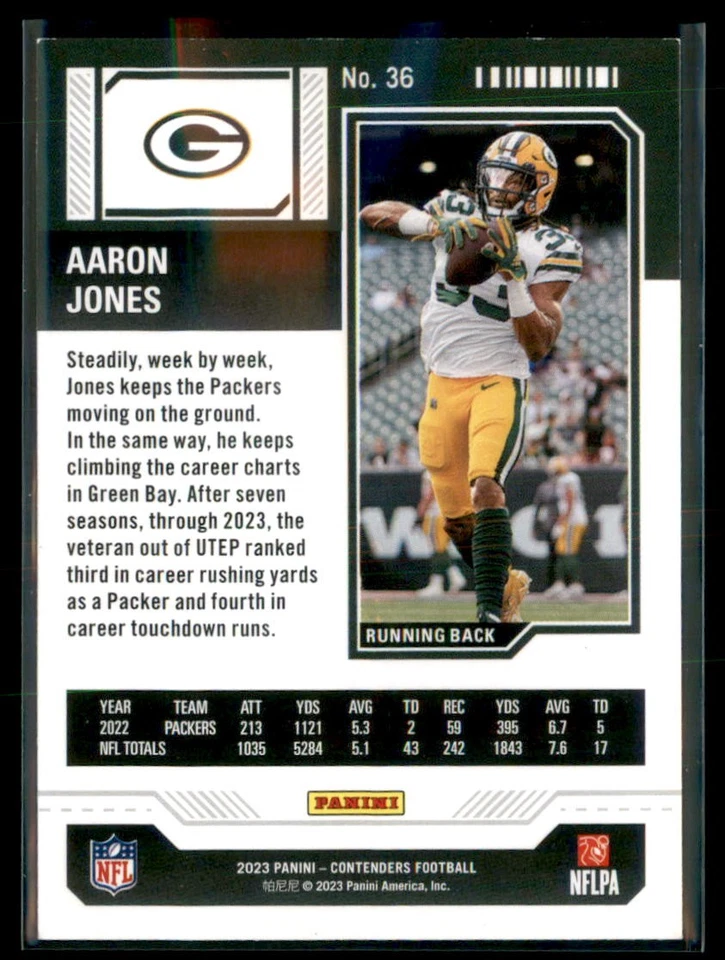 2023 Panini Contenders Football Red Aaron Jones Packers 36 - Image 2 of 2