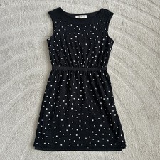 Ann Taylor Loft Sleeveless Polka Dot Dress Lined Women XS Black