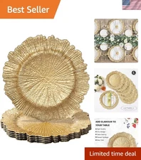 Round 13" Gold Charger Plates (6 Pack) - Elegant Table Chargers for Any Occasion