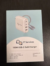 IT Services 100W  USB-C  GaN Charger USB-C1 100w Max / USB-C2 18w Max + Cable