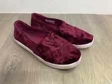 TOMS Alpargata Girls Size 2.5 Black Cherry Crushed Velvet