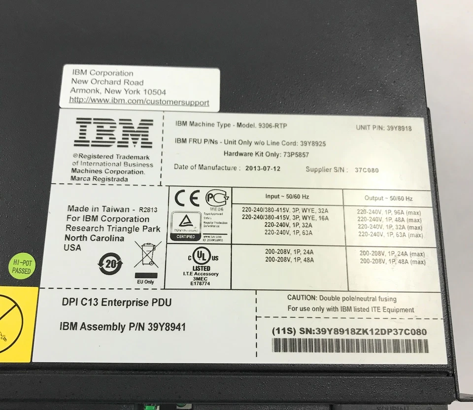 IBM 39Y8941 DPI Enterprise 1U Rackmount Power Distribution Unit 12x C13 Outlets - Image 2 of 4