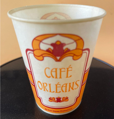 Vintage Disneyland Wax Paper Cup New Orleans Square CAFE ORLEANS Restaurant c84