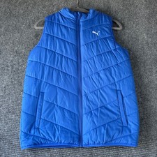Puma Kids Large 14-16 Blue Puffer Vest Full Zip Quilted Mountain Blue New